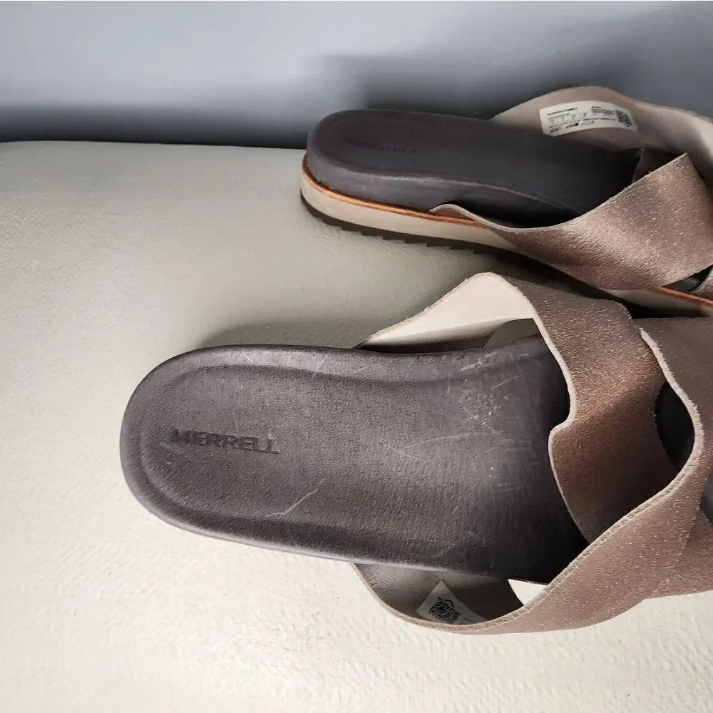 Merrell Metallic Juno Slides Sandals GUC 10 Comfort Casual Shoes women's